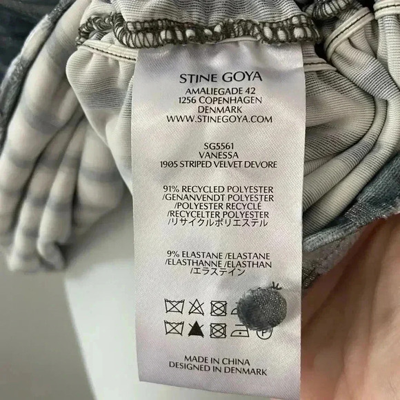 NWT Stine Goya Vanessa 1905 Striped Velvet Devore Metallized Peonies size XL - Picture 7 of 12